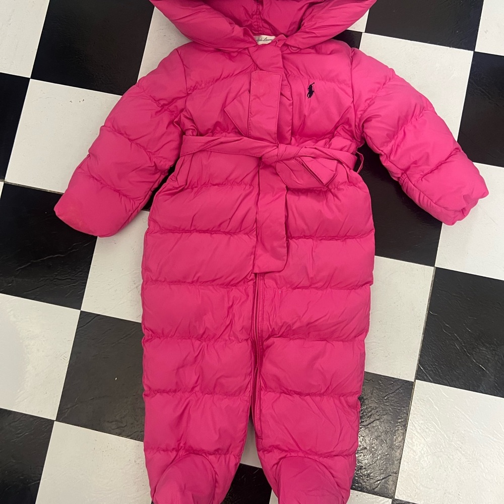 Ralph Lauren Water-Repellent Down Snowsuit Set size 9 months pink